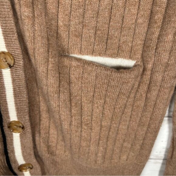 360 Cashmere Collegiate Ribbed Camel Oversized Cardigan Sweater S NWT $195 - Picture 6 of 11